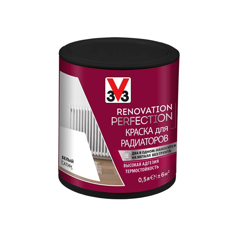 Белая краска для радиаторов V33 Renovation Perfection 0,5л
